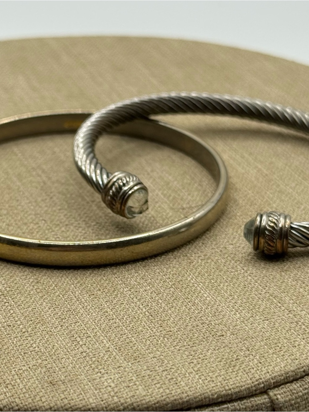 Monet Silver-Tone Twisted Cable Cuff and Smooth Bangle Set